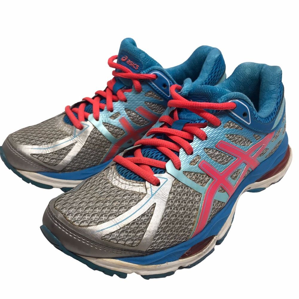 ASICS Running Shoes Women's Size 6 Blue Gel Cumulus 17 Trainer Sneaker Blue pink
